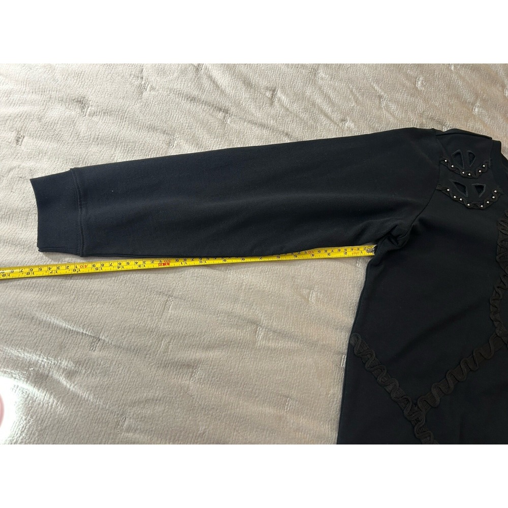 Eloquii Plus Size 14/16 Sweatshirt Black Long Sleeve Round Neck Cutout Beads - Picture 12 of 14
